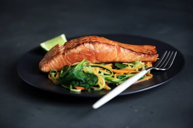 Grilled fish with salad